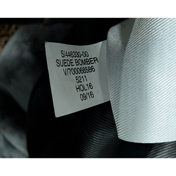 Banana Republic Mens XL Gray Vegan Suede Bomber Jacket Black Ribbed Trim EUC - Picture 3 of 5